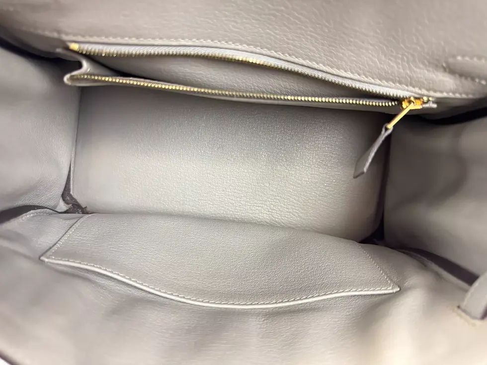 Hình thu nhỏ: HERMES Togo Leather Birkin 25 Handbag Small Gris Mouette Gold Hardware Satchel