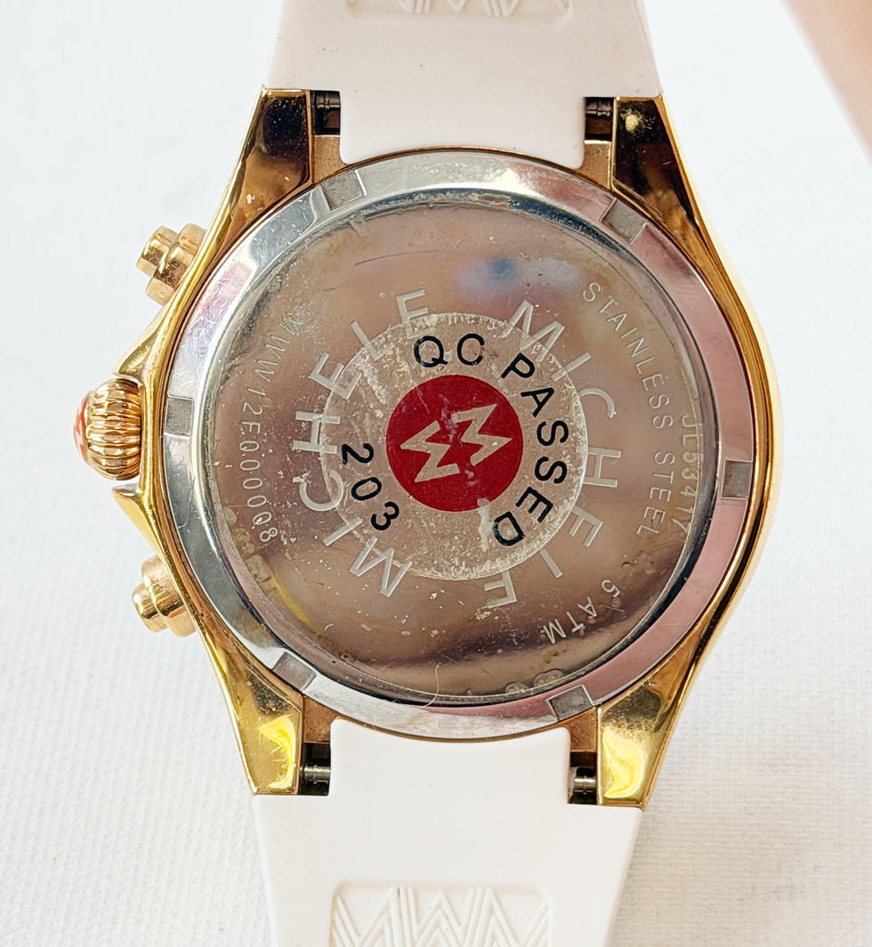 Thumbnail: MICHELE Tahitian Jelly Bean Chronograph Watch White Gold Rubber Band