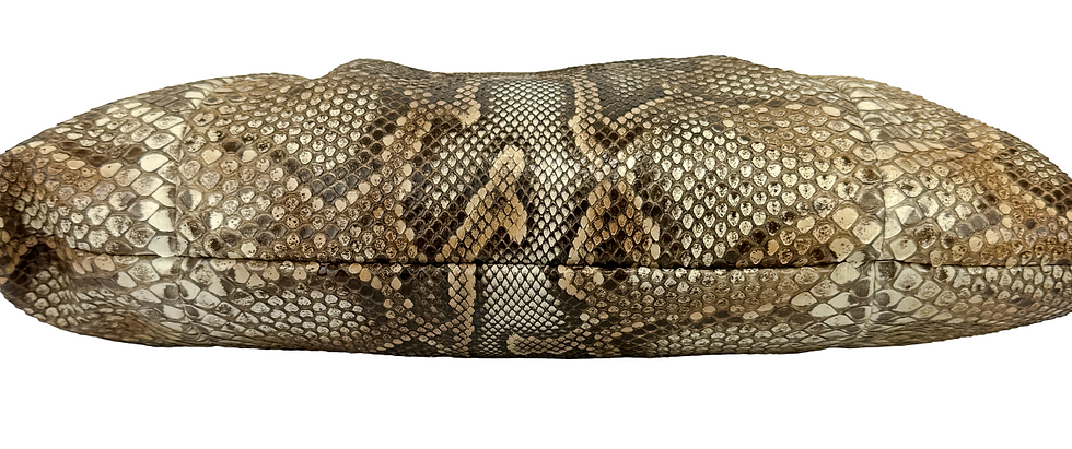 縮圖：NEW NANCY GONZALEZ Python Skin Envelope Clutch Shoulder Bag Large Foldover Top