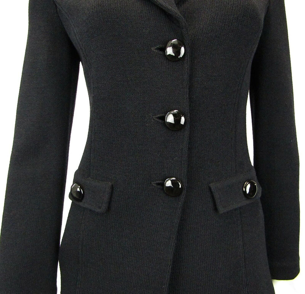 Hình thu nhỏ: ST. JOHN Black Santana Knit  Button Up Blazer 2 Flap Pocket 2