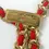 Hình thu nhỏ: NWT ST. JOHN Knits Vintage Gold Red Logo Chain Belt Knit 24 K Gold Plated Signed