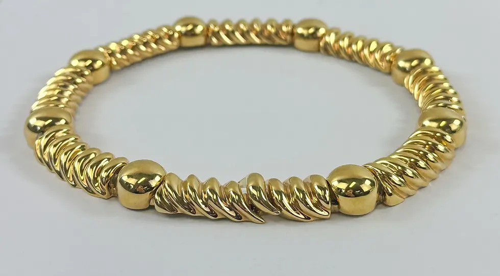 縮圖：ST. JOHN 22K Yellow Gold Plated Round Wave Choker Necklace Signed