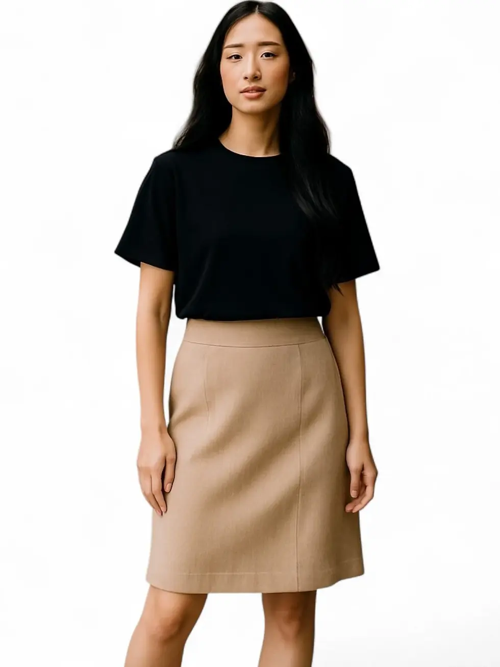 Hình thu nhỏ: ST. JOHN Collection Santana Knit Basic Straight Skirt 6 Beige Knee Length Camel