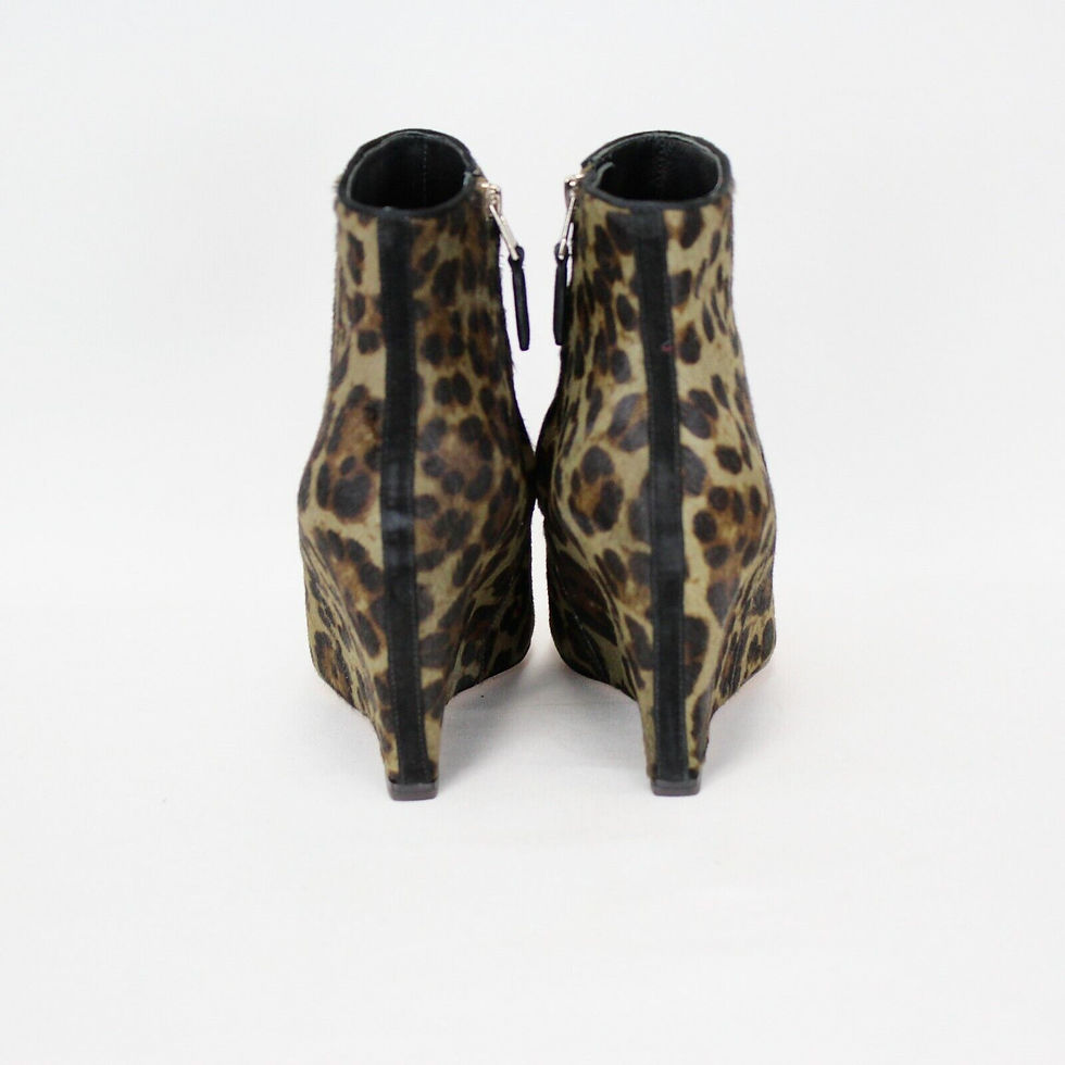 Thumbnail: BRIAN ATWOOD Bellaria Leopard Print Wedge Ankle Boots Calf Hair 8