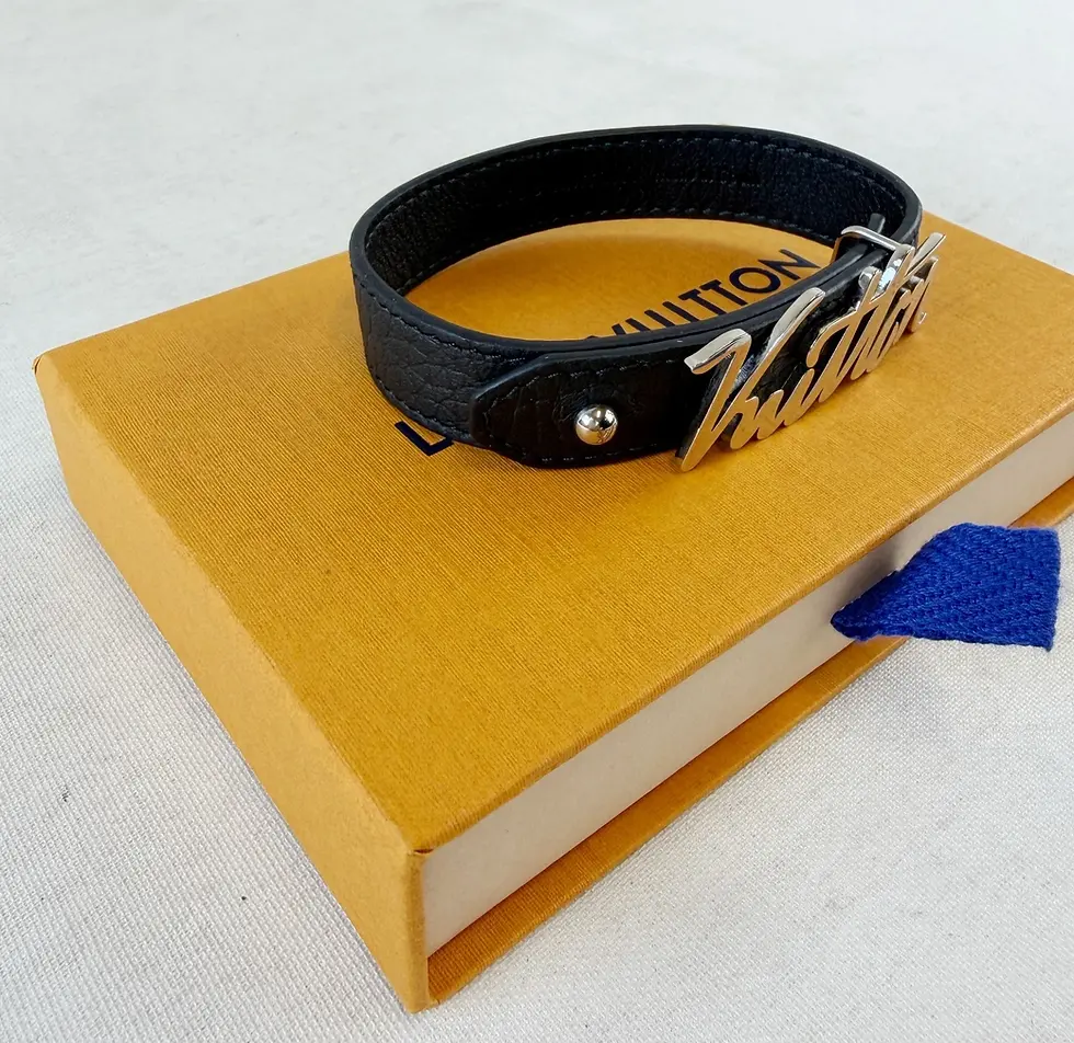 縮圖：LOUIS VUITTON Leather LV Autograph. TAU Black/ Silver 21 Bracelet M6527