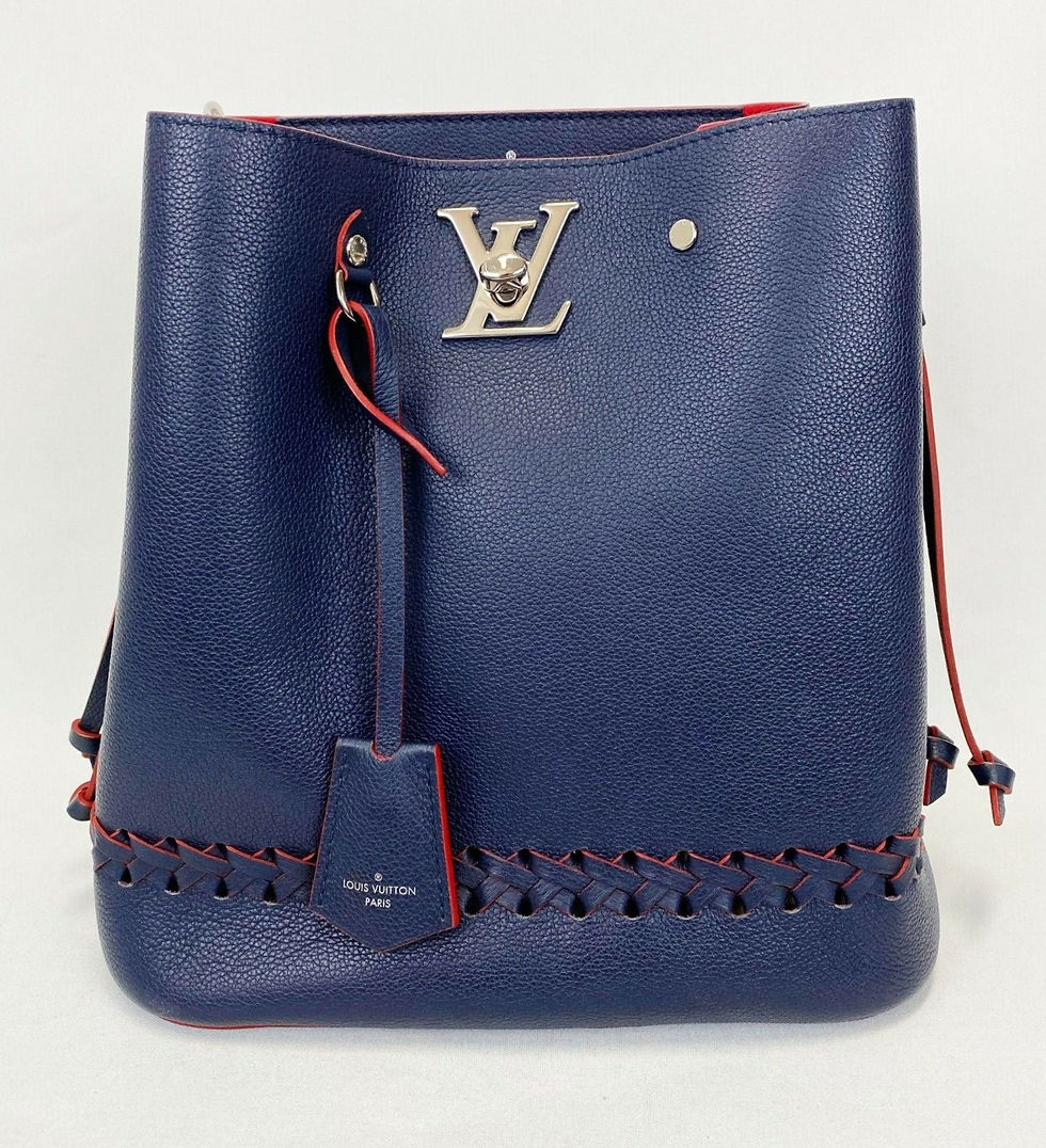 Thumbnail: LOUIS VUITTON Lockme Bucket Calfskin Navy Blue Red M54681