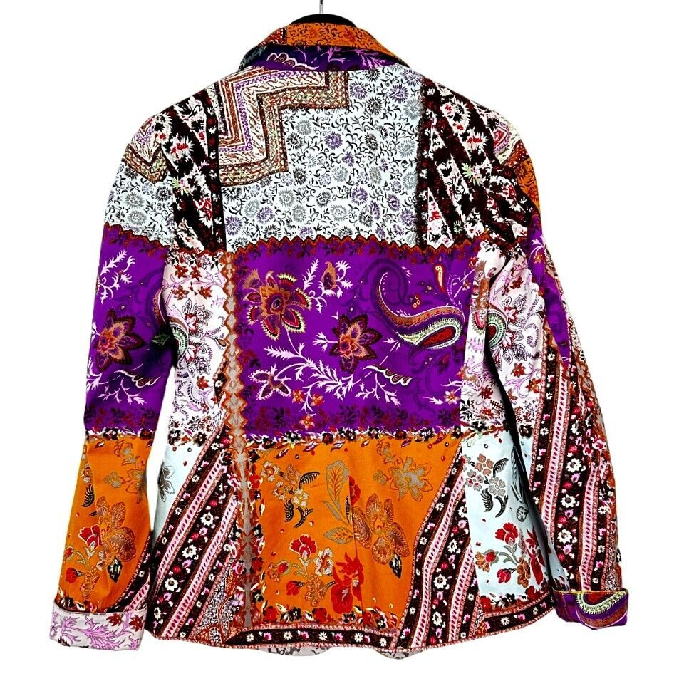 Hình thu nhỏ: ETRO Milano Cotton Blazer Jacket 42 6 Multicolor Floral Pattern Faux Pockets