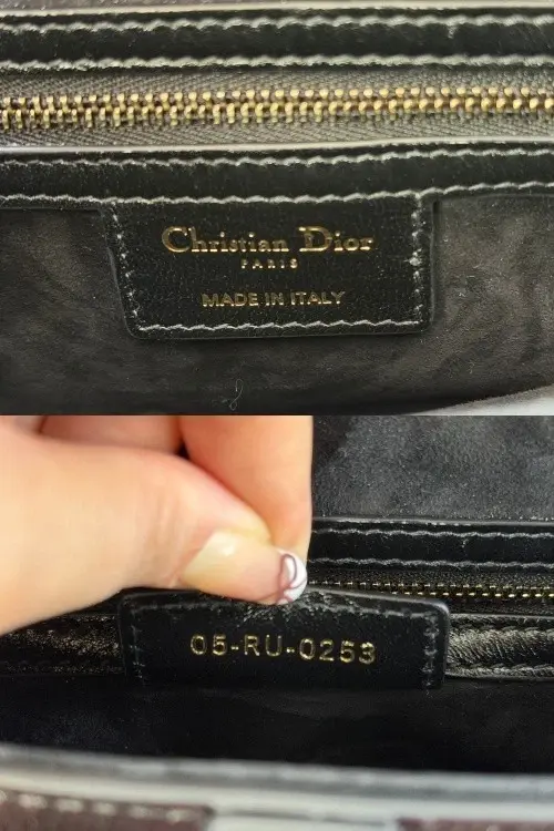 Hình thu nhỏ: NEW CHRISTIAN DIOR Crinkled Leather Saddle Bag Medium Black Resin Faux Pearls B