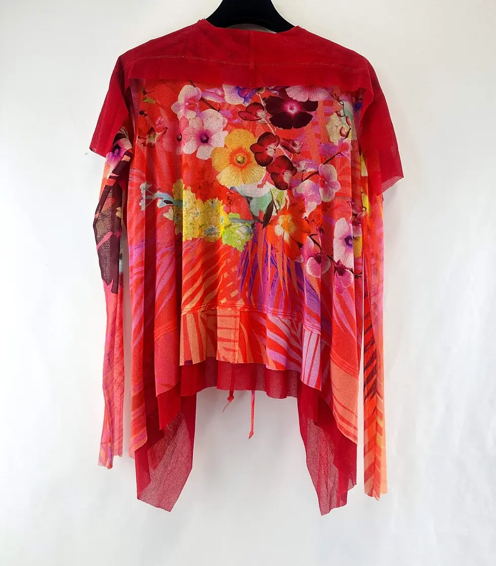 Thumbnail: NWOT FUZZI 2PCS Floral Mesh Multi Color Top Open Cardigan Mini Dress XS Top