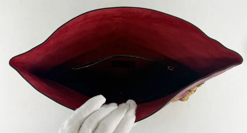 Miniatura: Vintage VALENTINO Limited Edition Gold Rockstud Red Fold Clutch Envelope Bag