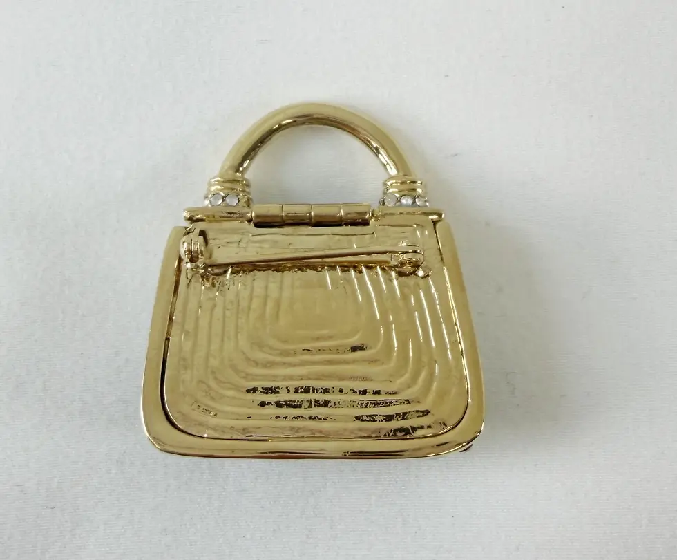 Thumbnail: NEW ST. JOHN Handbag Mini Brooch Pin Blue Enamel Crystals 24KGP Logo Enhancer