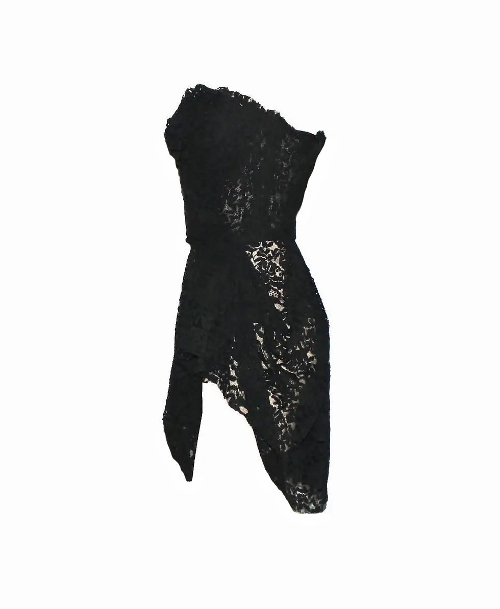 Miniatura: DOLCE & GABBANA Black Asymmetric Lace Corset Strapless Mini Dress 44