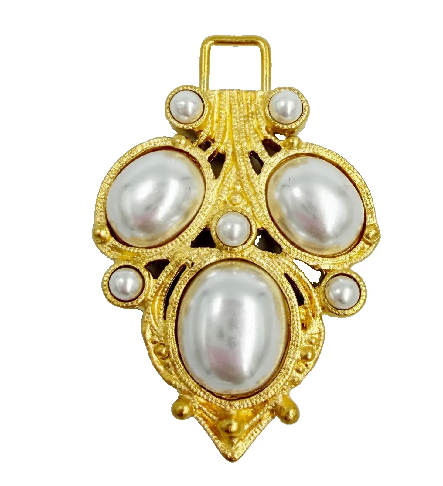 ST. JOHN Zipper Pull Slider Puller Replacement Pearl 24k Gold Plated Signed