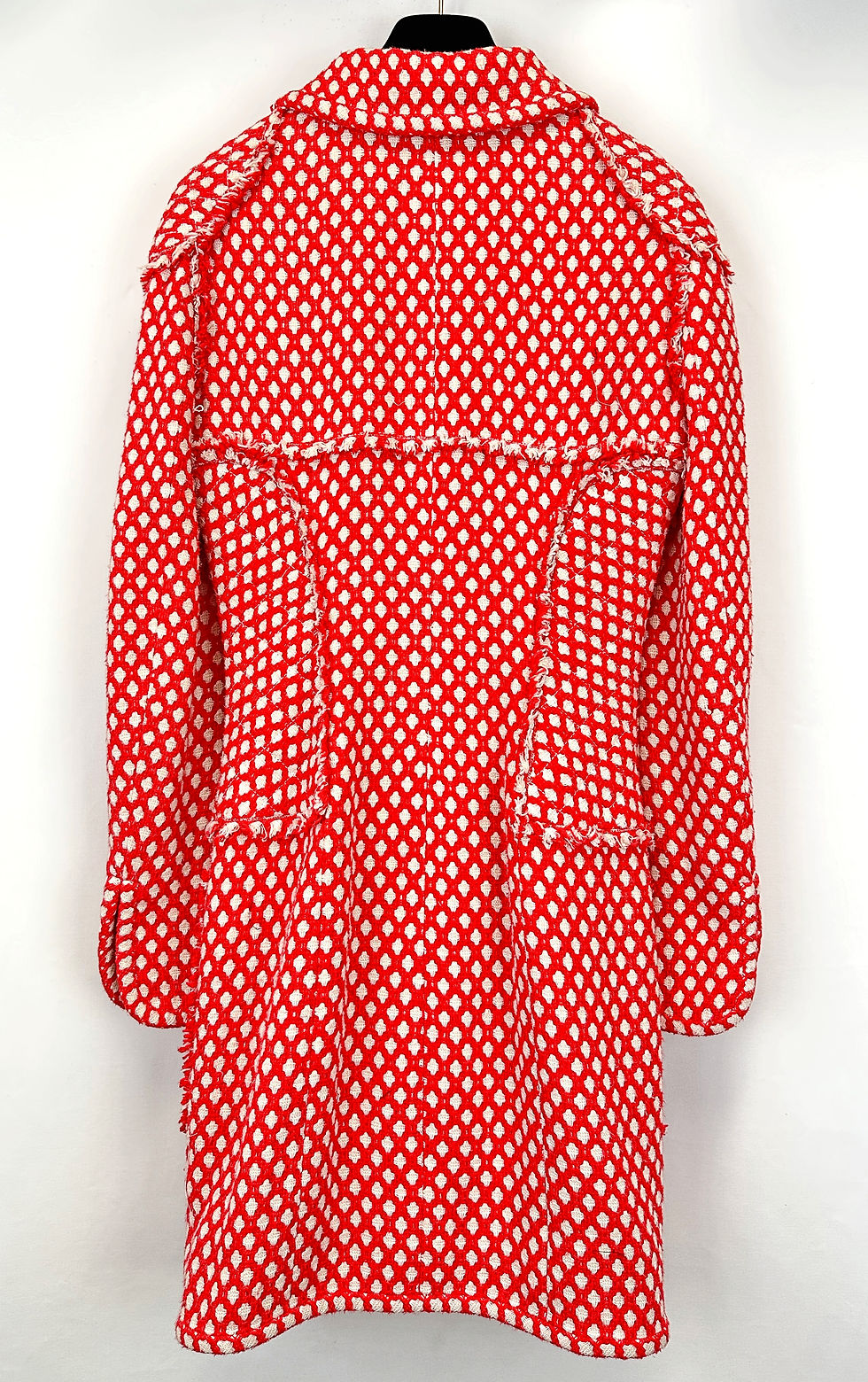 縮圖：CHANEL Tweed Dress Coat 38 6 Red White Knit Zip Front Spring 2008 Vintage Runway