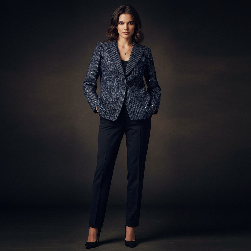 NWT LES COPAINS Jacket Blazer 42 Denim Indigo Cotton Linen Hole Cutout Small