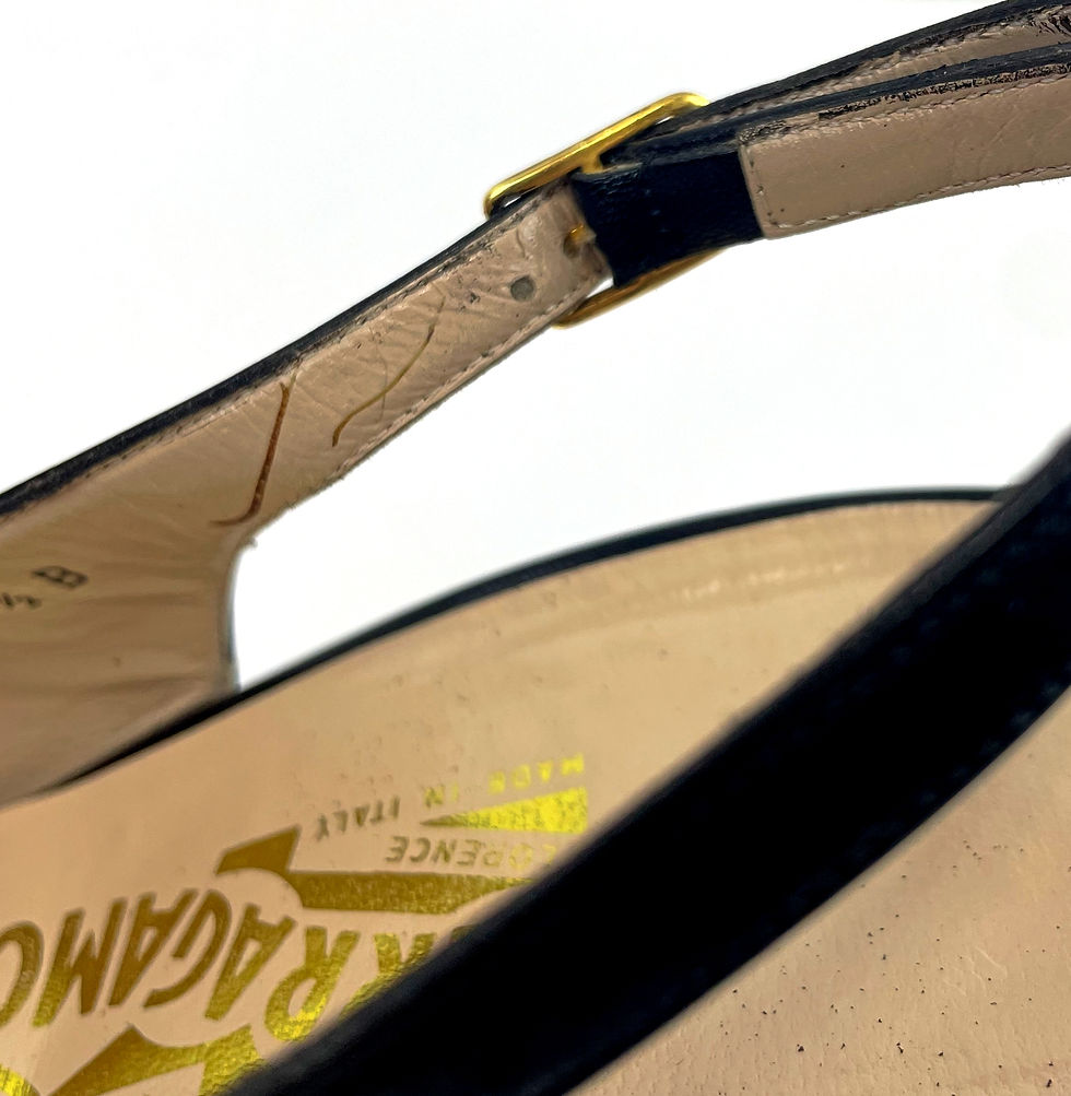 Thumbnail: SALVATORE FERRAGAMO Leather Shoes 9.5 B Black Slingback Patent Cap Toe 2.5" Heel