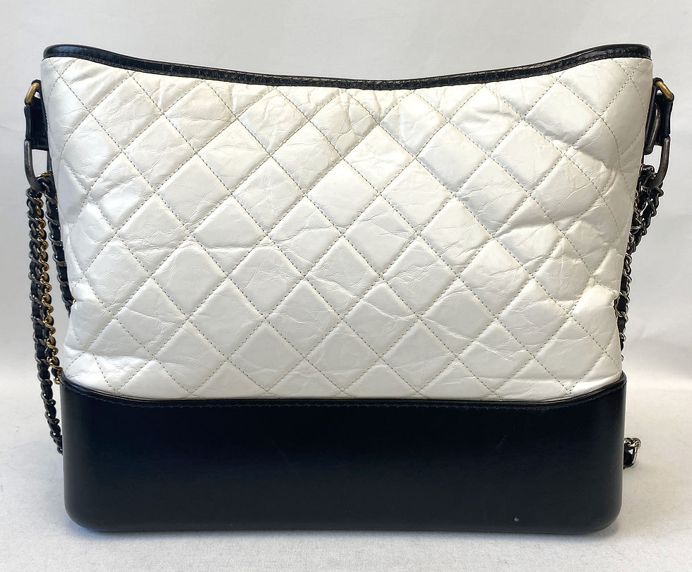 Hình thu nhỏ: CHANEL White Black Quilted Aged Calfskin Medium Gabrielle Hobo Bag