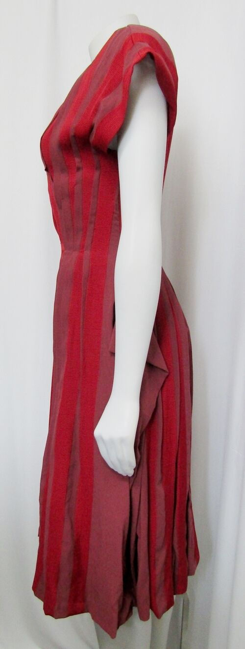 Miniatura: BOTTEGA VENETA Brick Red Short Sleeve Pleated Corset Knee Length Dress 40