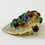 Miniatura: Vintage CINER Jewels of India Crystal Cabochon Shield Brooch Pin Jewel Tone Gold