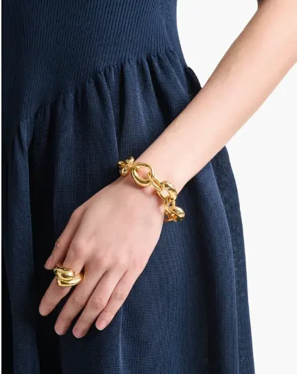 Thumbnail: ALTUZARRA Gold Chunky Link Bracelet Brass Plated Crystal Embellished Links