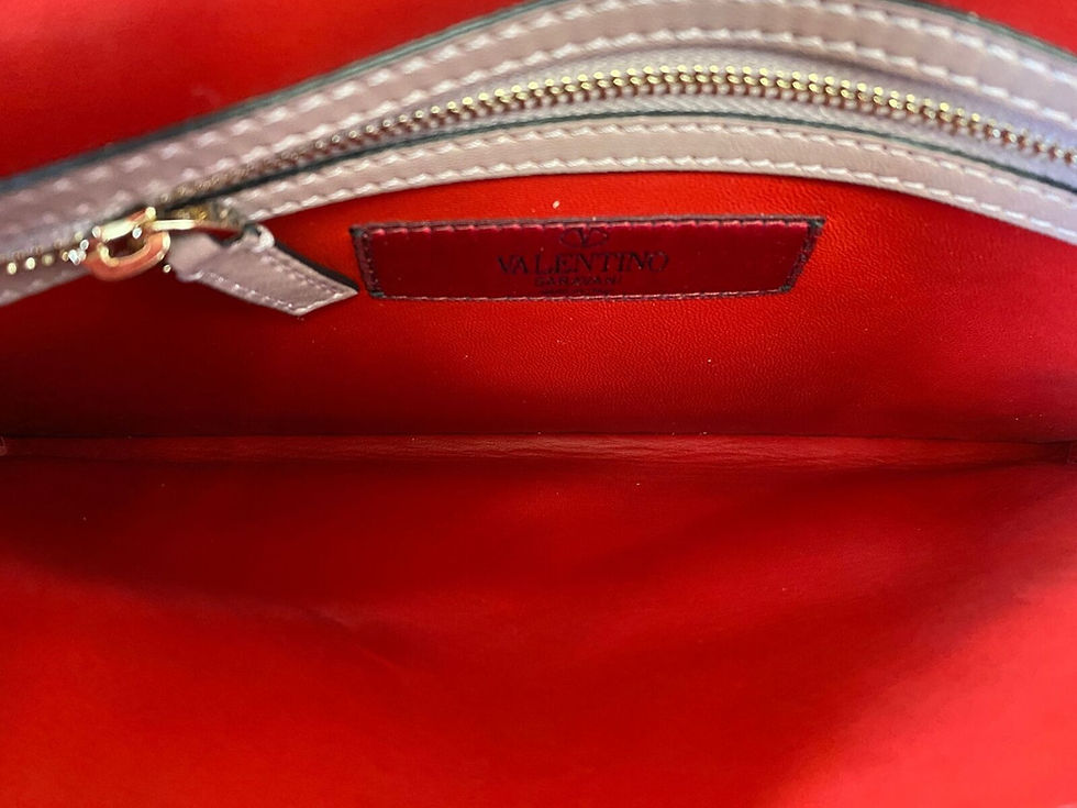Hình thu nhỏ: VALENTINO Wristlet Bag Dusty Pink Leather Champagne Gold Rockstud Flap Clutch