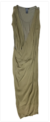 Thumbnail: DONNA KARAN Olive Green Small Dress Crisscross Front Draped S 4 6 Column