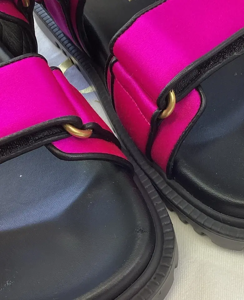 Miniatura: CHRISTIAN DIOR Dioract Sandals 35 Rani Pink Gold Logo Closure Straps 5 US