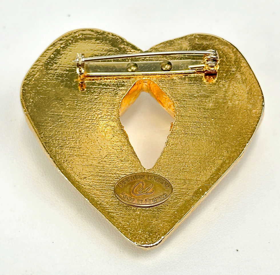 Hình thu nhỏ: Vintage CHRISTIAN LACROIX Gold Brooch Pin Wrinkle Heart 1990s RARE