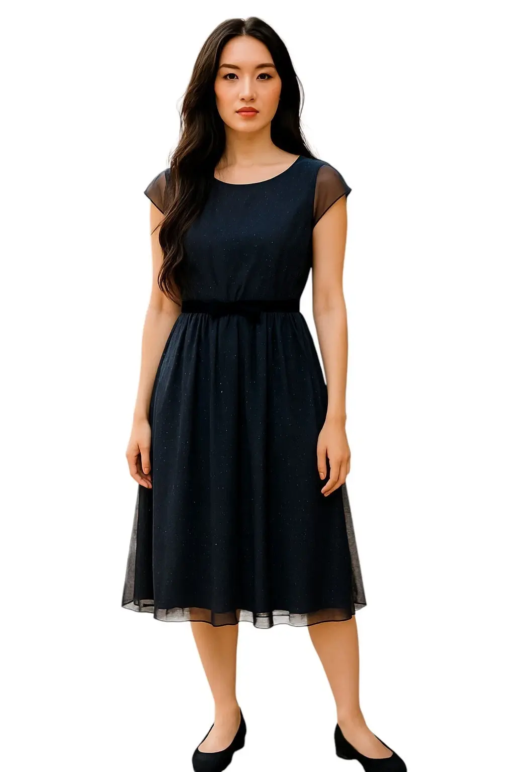 NWT ST. JOHN Wool Blend Dress 14 Black Rhinestones Silk Overlay Caviar Large