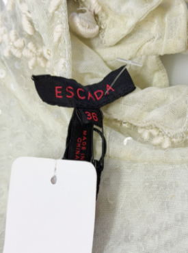 Miniatura: NWT ESCADA Sequin Tulle Short Sleeve Top 36 Mint Stand Collar 3D Flower S/S 2007