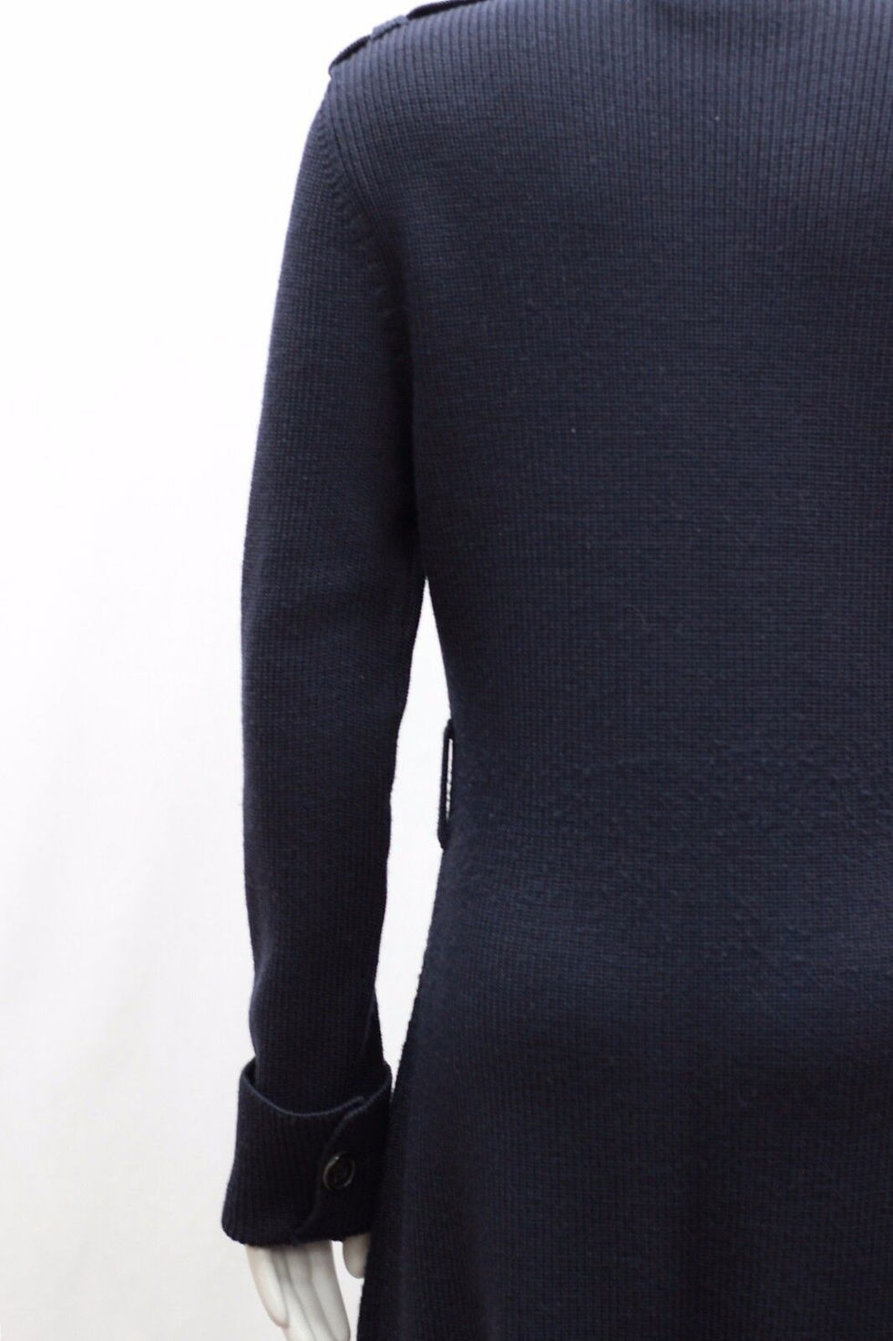 Hình thu nhỏ: CHRISTIAN DIOR 10 42 Ribbed Knit Coat Navy Blue Midi Wool Double Breasted