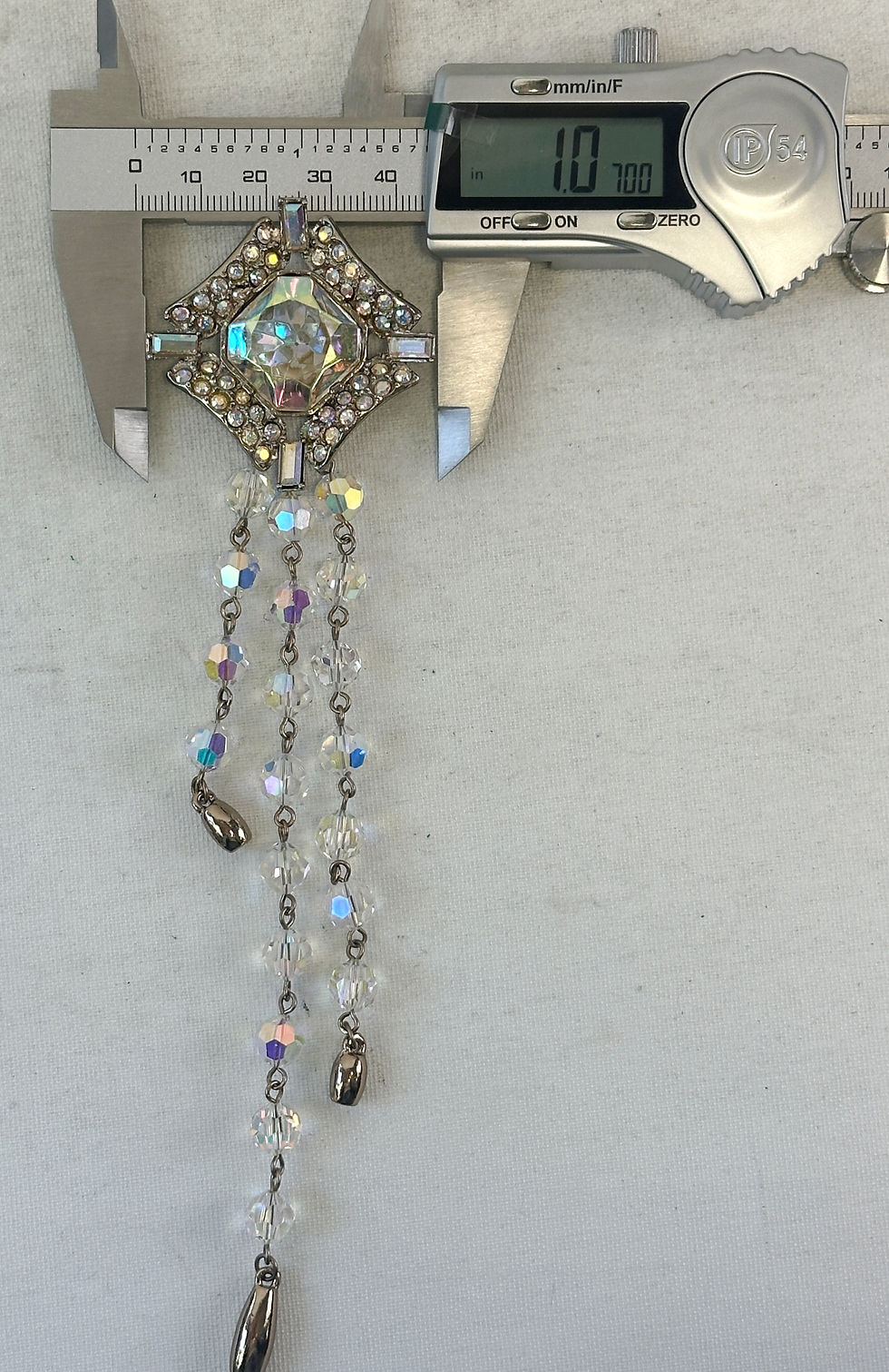 Thumbnail: Vintage NEW ST. JOHN Pin Brooch Champagne Gold Rhinestones Crystals Dangling