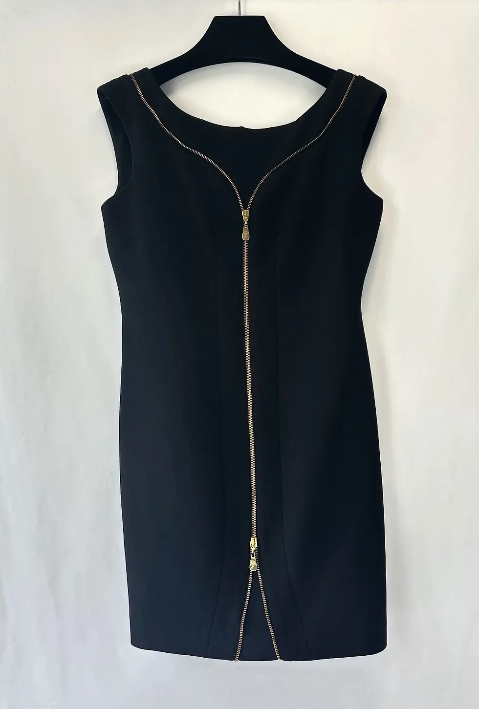 Hình thu nhỏ: VERSACE Collection Sleeveless Sheath Dress 44 8 US Black Gold Zipper Boat Neck