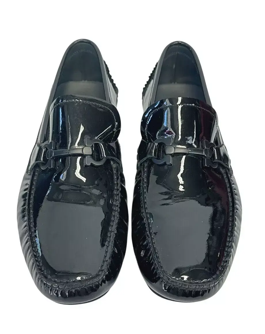 Thumbnail: MEN SALVATORE FERRAGAMO Patent Leather Driver Loafers 9.5 EE 2E Black  US 10.5