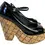 Miniatura: CHANEL Black Patent Leather Quilted Cork Open Toe Wedge Platforms 8.5