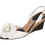 Miniatura: CHANEL Leather Cork Slingback Wedges Sandals 37 White Black Camellia Flower 6.5