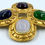 Miniatura: Vintage CHANEL Multicolor Gripoix Glass Stones Gold Cross Pin Brooch 2006
