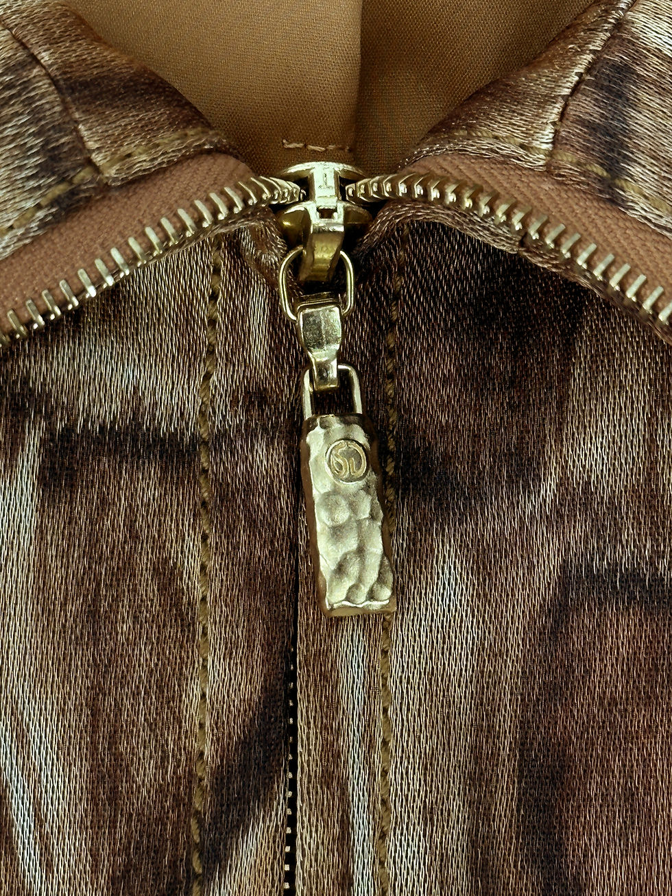 Thumbnail: ST. JOHN SPORT Brown Animal Print Collared Full Zip Belted Vest Medium