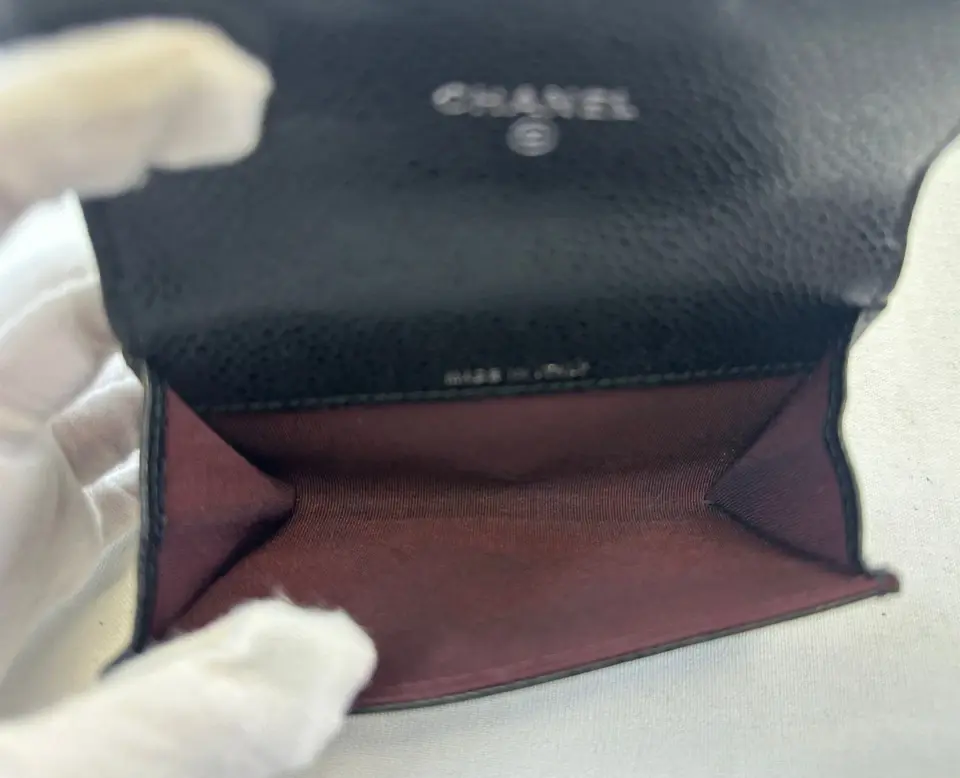 縮圖：NWT CHANEL Classic Flap Card Holder Grained Calfskin Mini Black Silver Quilted