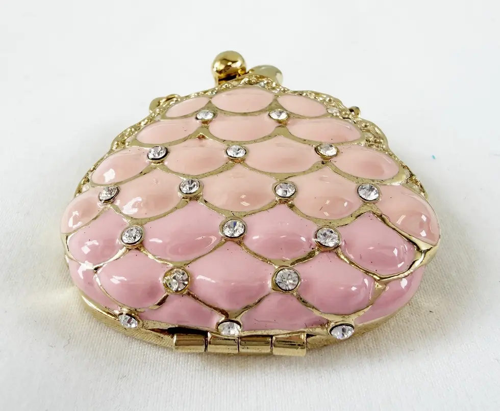 縮圖：NEW ST. JOHN Handbag Brooch Pink Enamel Scales Crystals 24KGP Logo Pin Enhancer