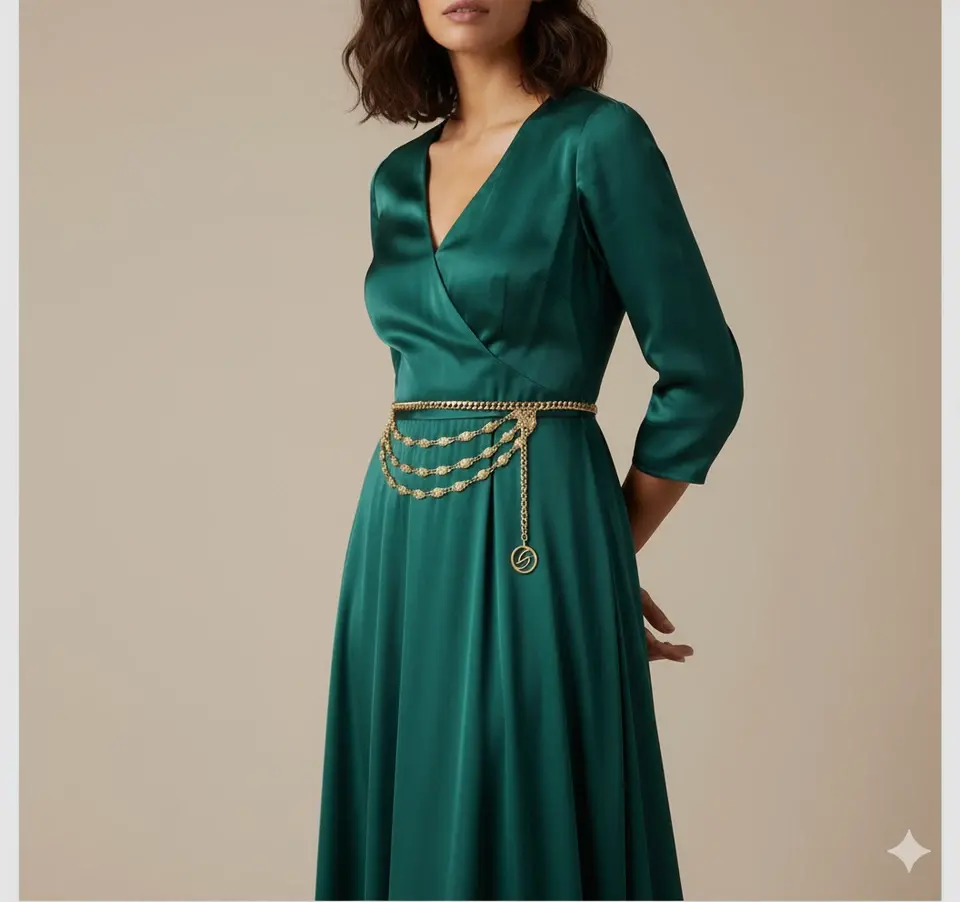 Thumbnail: ST. JOHN KNITS Vintage 24K GP Chain Belt Adjustable Triple Strand Signed NEW