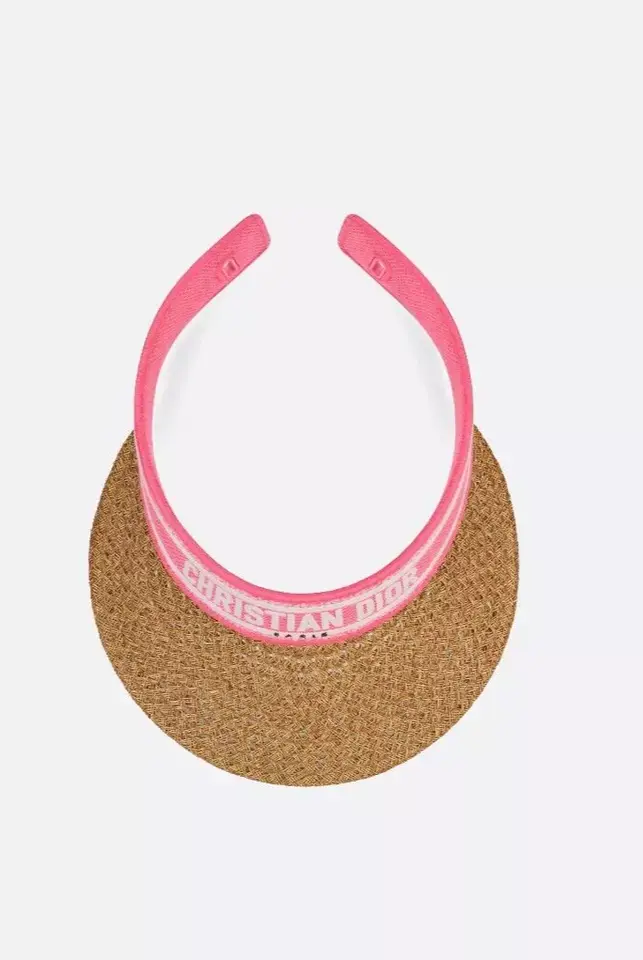 Miniatura: New CHRISTIAN DIOR Dioriviera D-Ocean Straw Visor Mitzah Pink Tie Adjustable Hat