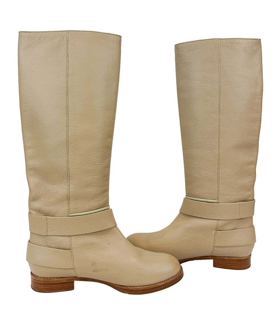 縮圖：CHLOE Tan Erin Prince Leather Knee High Riding Boots 38.5 8.5 US Cream Pull On