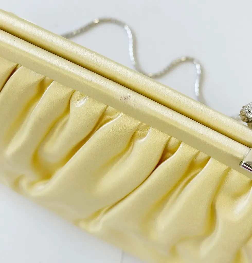 Miniatura: JUDITH LEIBER Satin Clutch Shoulder Bag Small Yellow Silver Hardware