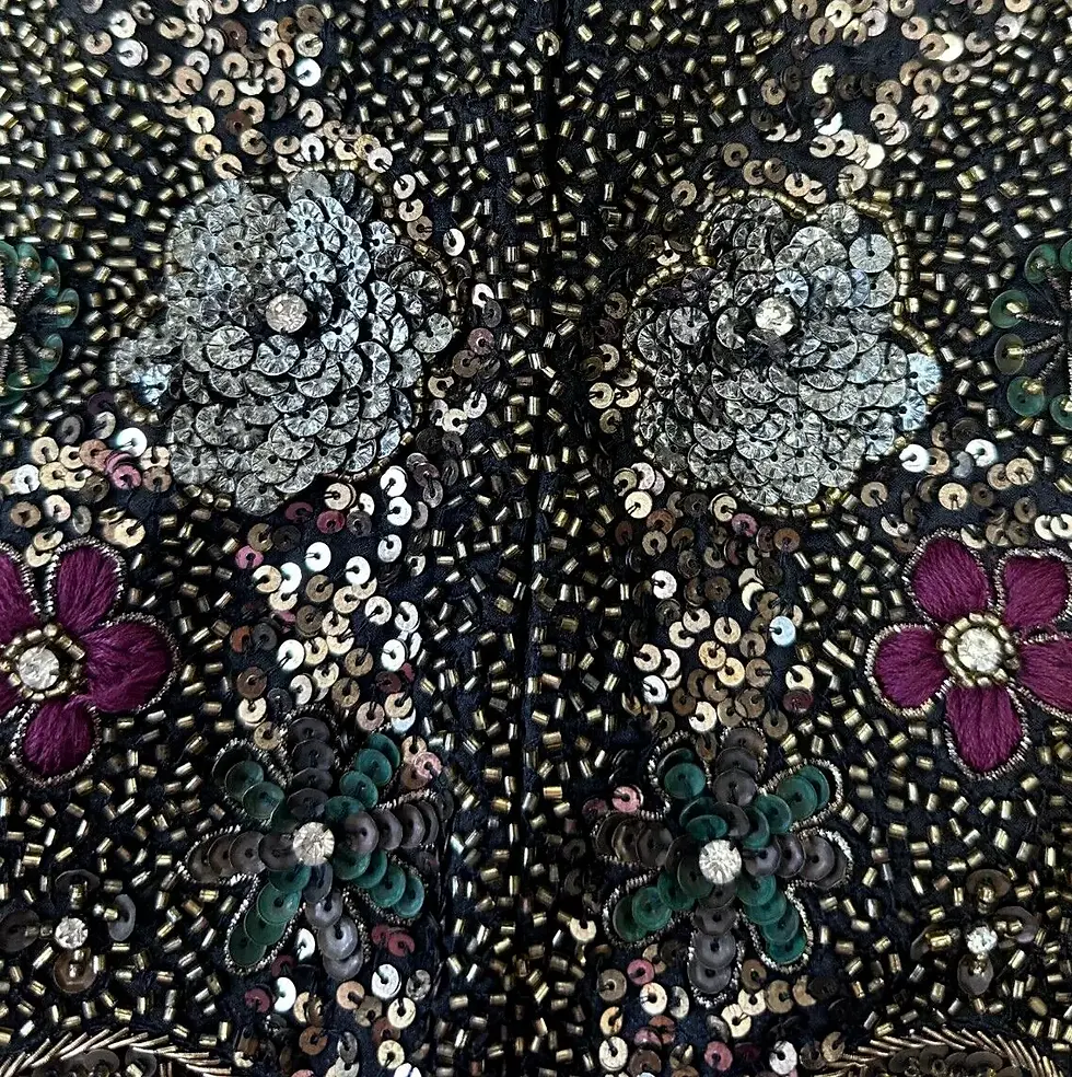 Thumbnail: ALICE + OLIVIA Kidman Sequin Beaded Cropped Jacket Medium Brown Floral M 8 10