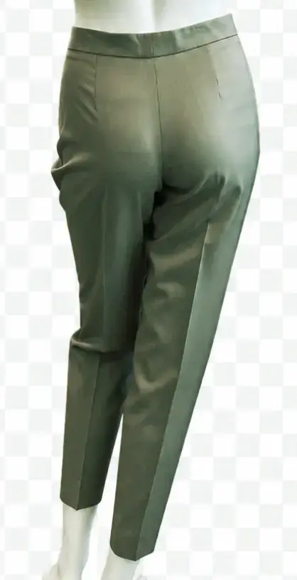 Thumbnail: CHLOE Gris Vert Green 38 Cropped High Waist Tailored Trouser Hook & Eye Zip