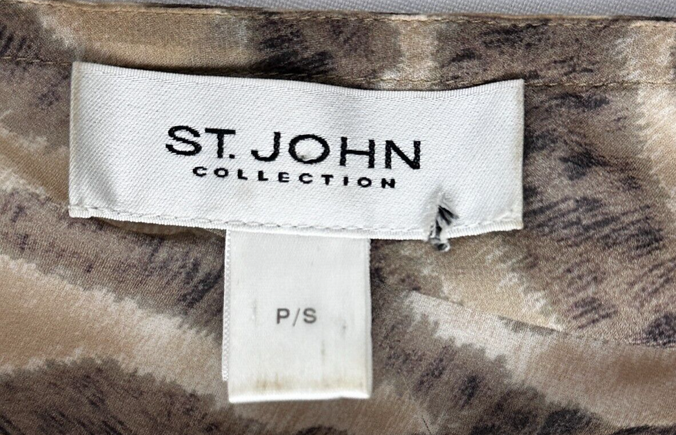 Thumbnail: ST. JOHN COLLECTION Silk Top Poncho P/S Brown Animal Print Orange Flower Flowy