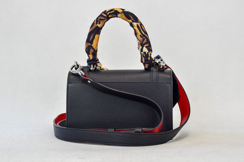Thumbnail: CHRISTIAN LOUBOUTIN Elisa Leather Printed Silk Scarf Top Handle Shoulder Bag