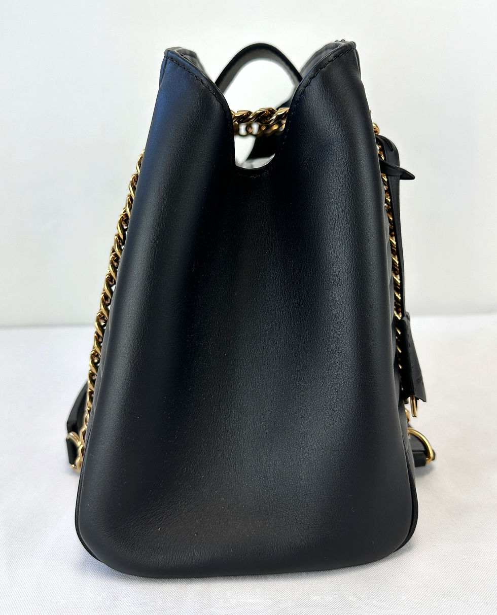 Miniatura: LOUIS VUITTON Calfskin Leather New Wave Chain Tote Noir Gold Hardware M51496