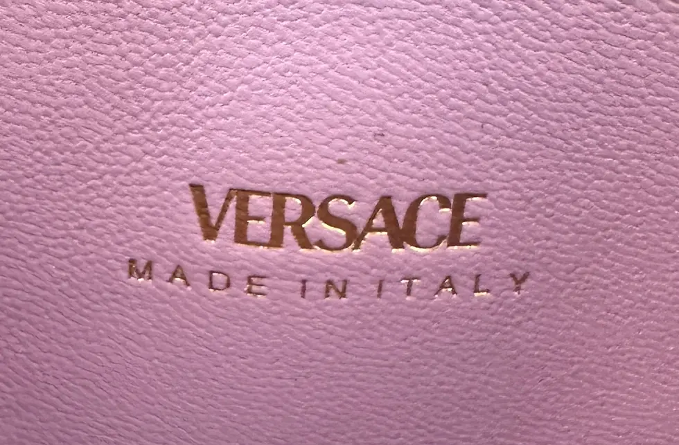 Thumbnail: VERSACE La Medusa Chain Crossbody Phone Pouch Turquoise Calfskin Messenger Bag